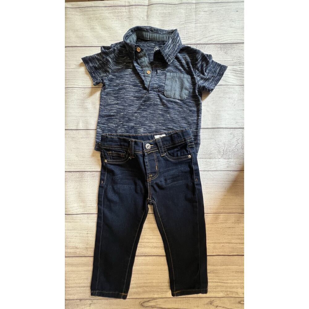 AG Adriano Goldschmied Kids Boys Outfit 18M Polo Shirt‎ & Jeans Excellent Cond